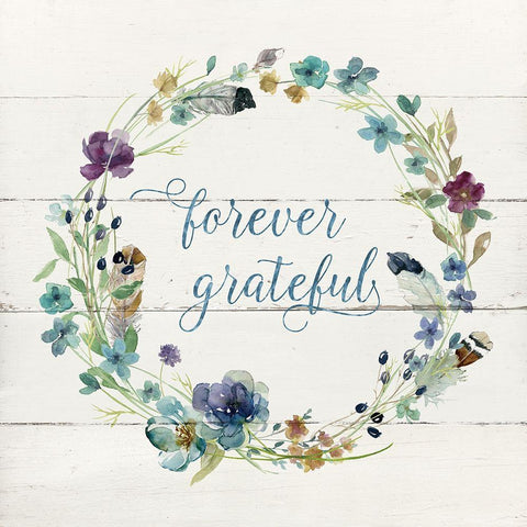 Forever Grateful Black Ornate Wood Framed Art Print with Double Matting by Robinson, Carol