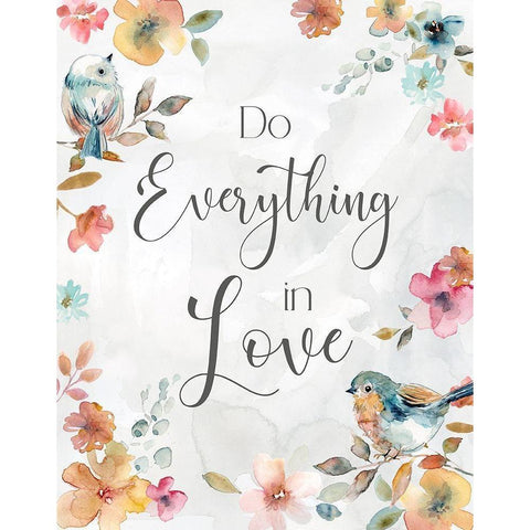 Spring Bird Love Black Modern Wood Framed Art Print with Double Matting by Robinson, Carol