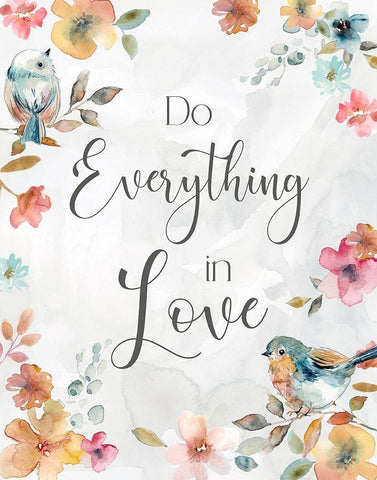 Spring Bird Love Black Ornate Wood Framed Art Print with Double Matting by Robinson, Carol