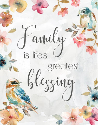 Spring Bird Blessing Black Ornate Wood Framed Art Print with Double Matting by Robinson, Carol