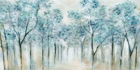 Spring Blue White Modern Wood Framed Art Print with Double Matting by Tava Studios