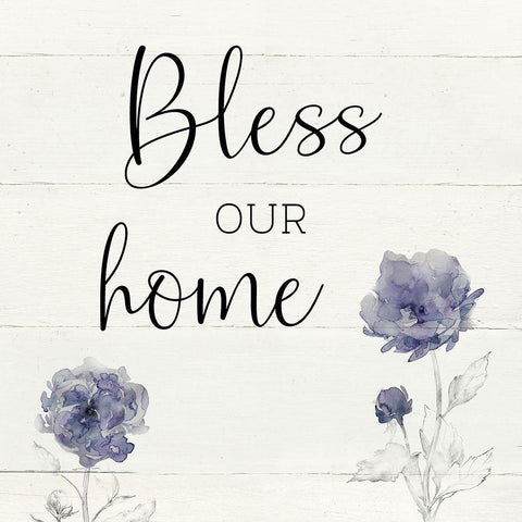 Bless Our Home White Modern Wood Framed Art Print with Double Matting by Robinson, Carol