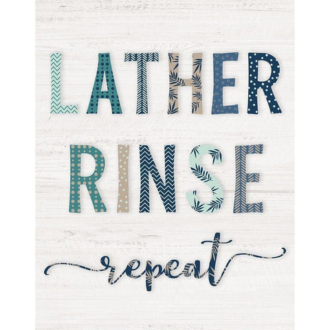 Lather Rinse Repeat Black Modern Wood Framed Art Print with Double Matting by Carpentieri, Natalie