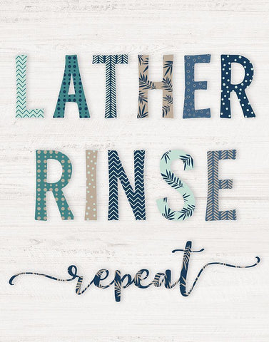 Lather Rinse Repeat White Modern Wood Framed Art Print with Double Matting by Carpentieri, Natalie