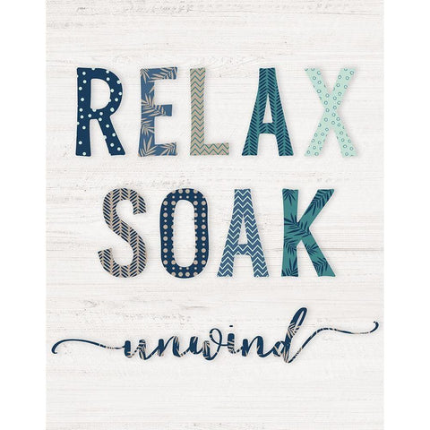 Relax Soak Unwind White Modern Wood Framed Art Print by Carpentieri, Natalie