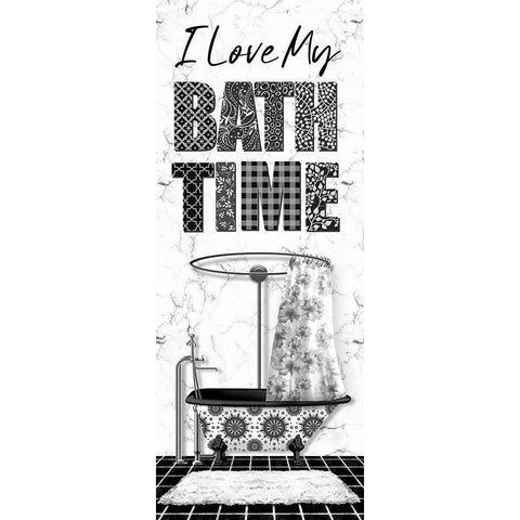 I Love My Bath White Modern Wood Framed Art Print by Knutsen, Conrad