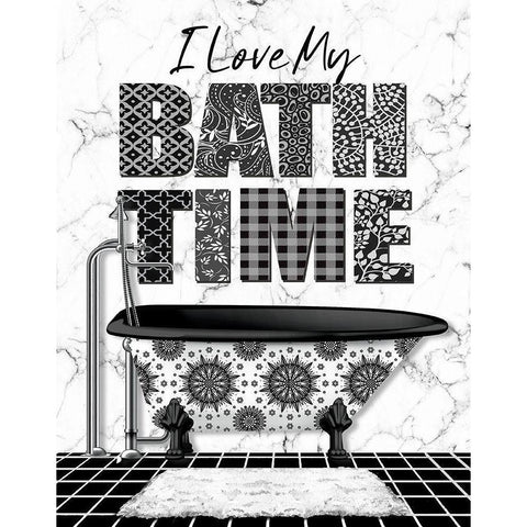 Bath Time Black Modern Wood Framed Art Print with Double Matting by Robinson, Carol