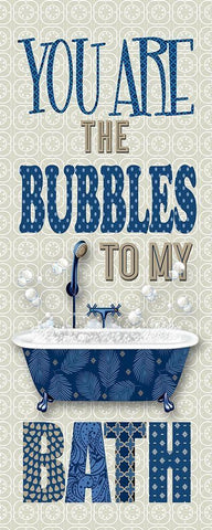 Bubbles to My Bath White Modern Wood Framed Art Print with Double Matting by Robinson, Carol