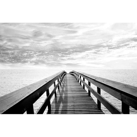Pier Reflections White Modern Wood Framed Art Print by Carpentieri, Natalie