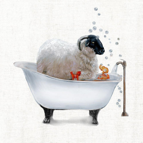 Farm Tub Sheep Black Modern Wood Framed Art Print with Double Matting by Brooks, Donna