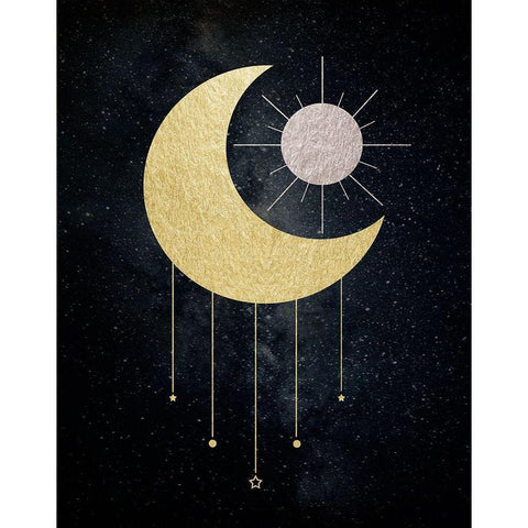 Jeweled Moon Black Modern Wood Framed Art Print with Double Matting by Santiago, Daniela