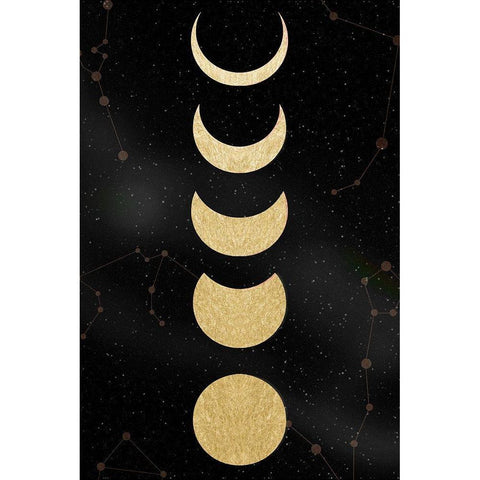 Lunar Constellations Black Modern Wood Framed Art Print with Double Matting by Santiago, Daniela