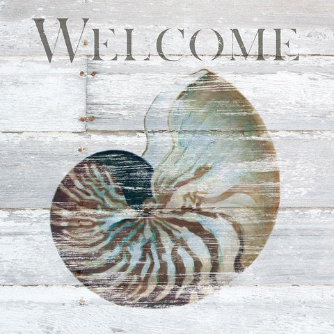 Shell Welcome Black Modern Wood Framed Art Print with Double Matting by Robinson, Carol