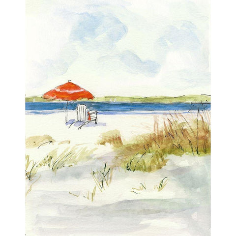 Sketchy Beach I Black Modern Wood Framed Art Print with Double Matting by Swatland, Sally