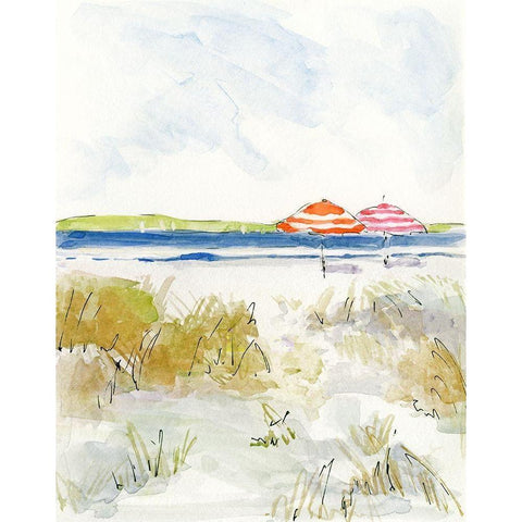 Sketchy Beach II White Modern Wood Framed Art Print by Swatland, Sally