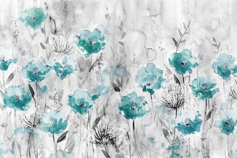 Poppy Garden White Modern Wood Framed Art Print with Double Matting by Robinson, Carol