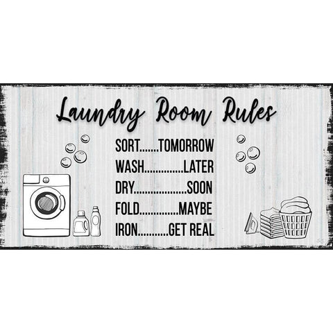 Laundry Room Rules Black Modern Wood Framed Art Print with Double Matting by Jill, Susan