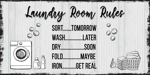 Laundry Room Rules White Modern Wood Framed Art Print with Double Matting by Jill, Susan