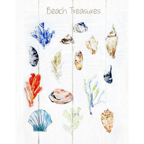 Beach Treasures Gold Ornate Wood Framed Art Print with Double Matting by Swatland, Sally