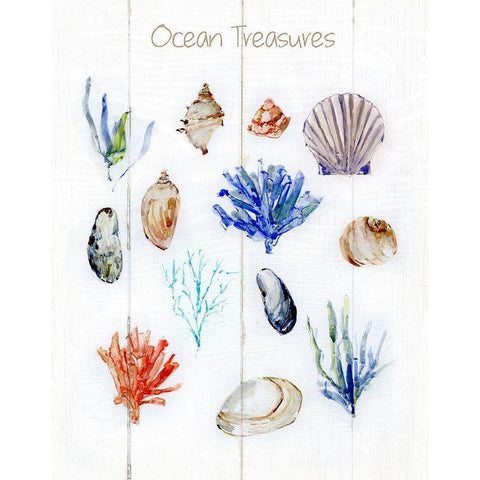 Ocean Treasures Gold Ornate Wood Framed Art Print with Double Matting by Swatland, Sally