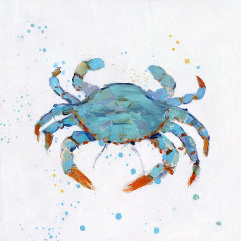 Bubbly Blue Crab Black Modern Wood Framed Art Print by Swatland, Sally