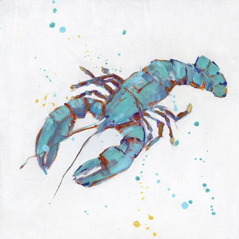 Bubbly Blue Lobster Black Modern Wood Framed Art Print by Swatland, Sally