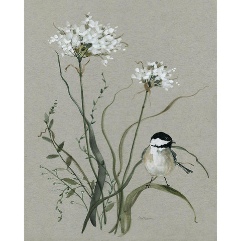Bouquet of Grace Bird II Black Modern Wood Framed Art Print with Double Matting by Robinson, Carol