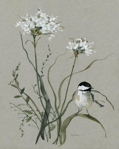 Bouquet of Grace Bird II Black Ornate Wood Framed Art Print with Double Matting by Robinson, Carol