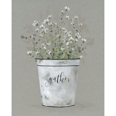 Bouquet of Grace Bucket Gather White Modern Wood Framed Art Print by Robinson, Carol