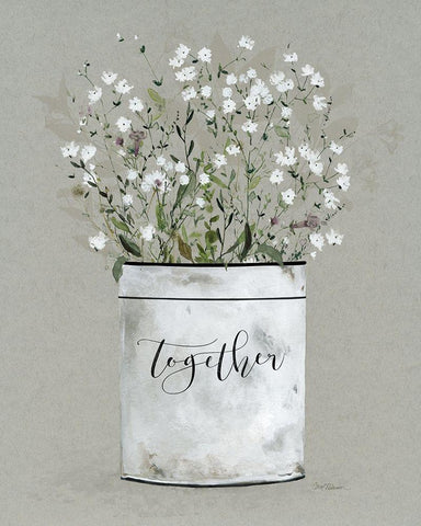 Bouquet of Grace Bucket Together White Modern Wood Framed Art Print with Double Matting by Robinson, Carol