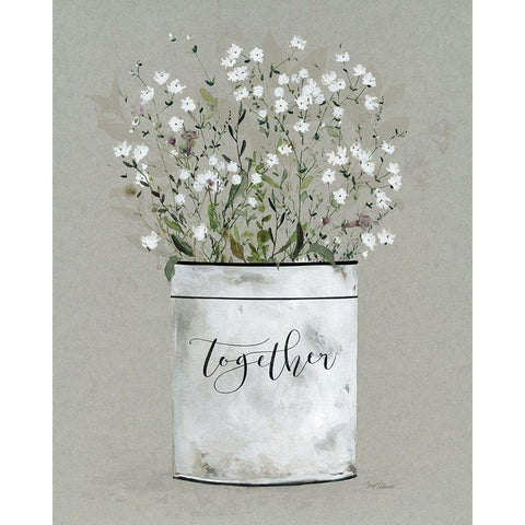 Bouquet of Grace Bucket Together White Modern Wood Framed Art Print by Robinson, Carol