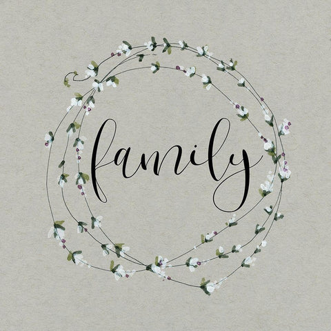 Bouquet of Grace Family Wreath Black Modern Wood Framed Art Print with Double Matting by Robinson, Carol