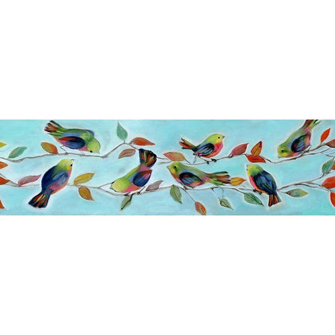 Bitty Birds Hangout White Modern Wood Framed Art Print by Brooks, Donna