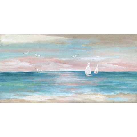 Pastel Sunset White Modern Wood Framed Art Print by Nan