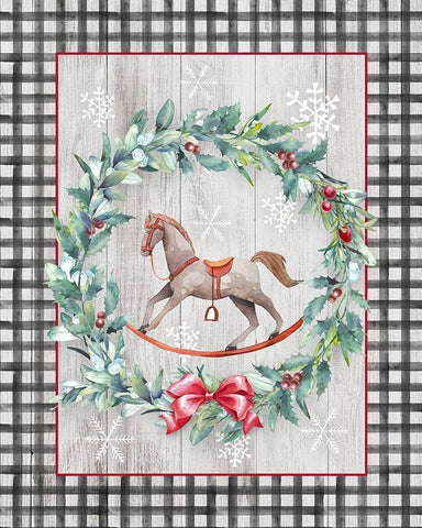 Rocking Horse Black Ornate Wood Framed Art Print with Double Matting by Knutsen, Conrad