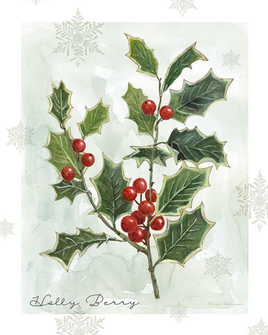Botanical Holly Berry Black Ornate Wood Framed Art Print with Double Matting by Robinson, Carol