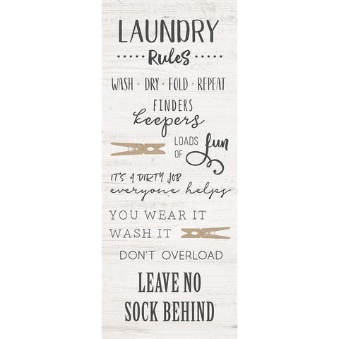 Laundry Rules Black Modern Wood Framed Art Print with Double Matting by CAD Designs