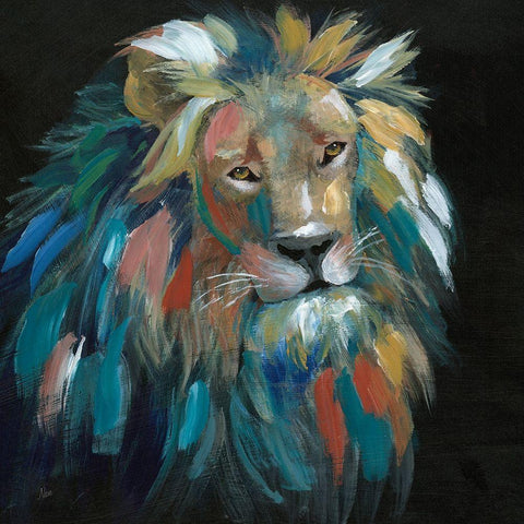 Painted Leo Black Modern Wood Framed Art Print by Nan