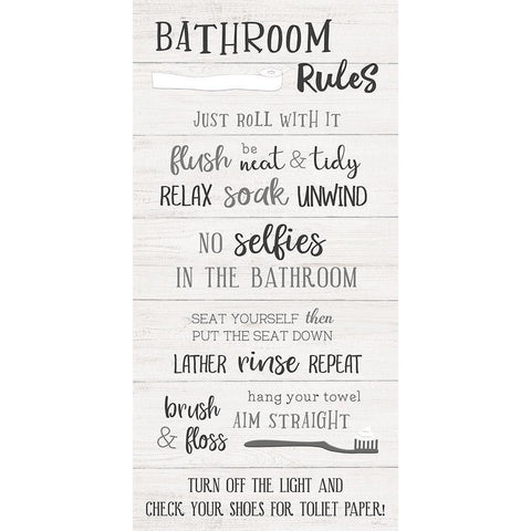Bathroom Rules White Modern Wood Framed Art Print by Carpentieri, Natalie