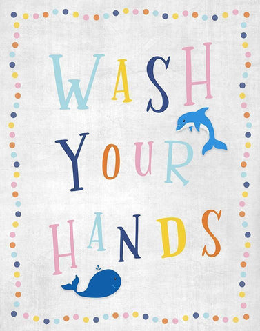 Wash Your Hands White Modern Wood Framed Art Print with Double Matting by Carpentieri, Natalie