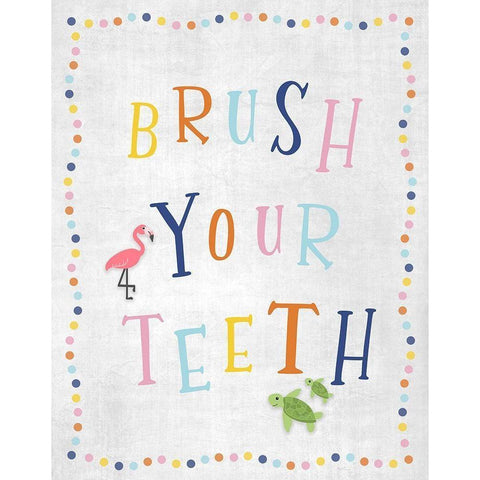 Brush Your Teeth Black Modern Wood Framed Art Print with Double Matting by Carpentieri, Natalie