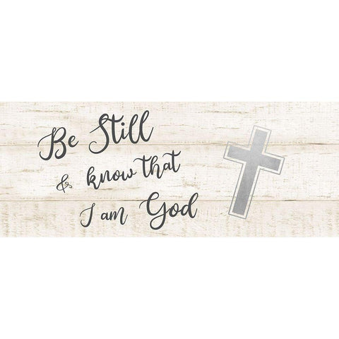 Be Still Cross Black Modern Wood Framed Art Print by CAD Designs