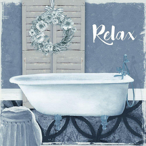 Relax Black Ornate Wood Framed Art Print with Double Matting by Robinson, Carol