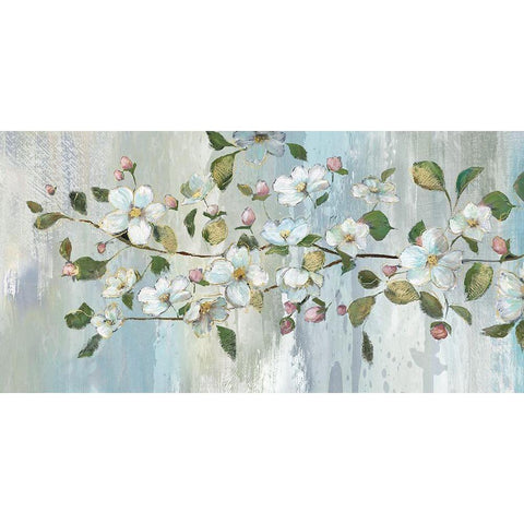 Painterly Blossoms White Modern Wood Framed Art Print by Nan