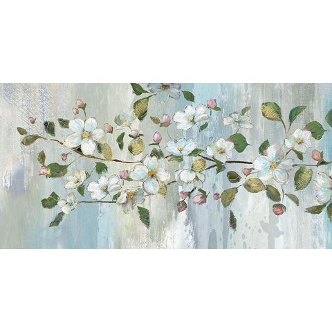 Painterly Blossoms Black Modern Wood Framed Art Print with Double Matting by Nan