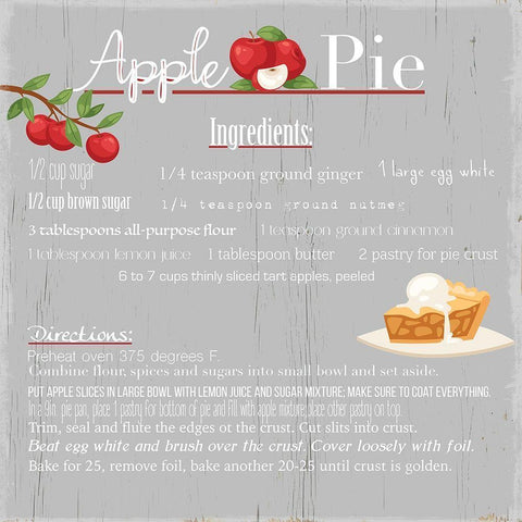 Apple Pie White Modern Wood Framed Art Print by Santiago, Daniela