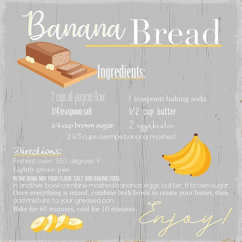 Banana Bread White Modern Wood Framed Art Print with Double Matting by Santiago, Daniela