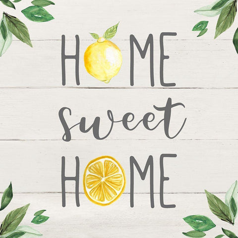 Home Sweet Lemon Home Black Ornate Wood Framed Art Print with Double Matting by Robinson, Carol