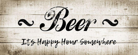Beer Happy Hour Black Ornate Wood Framed Art Print with Double Matting by CAD Designs