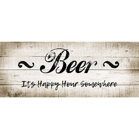 Beer Happy Hour Black Modern Wood Framed Art Print by CAD Designs